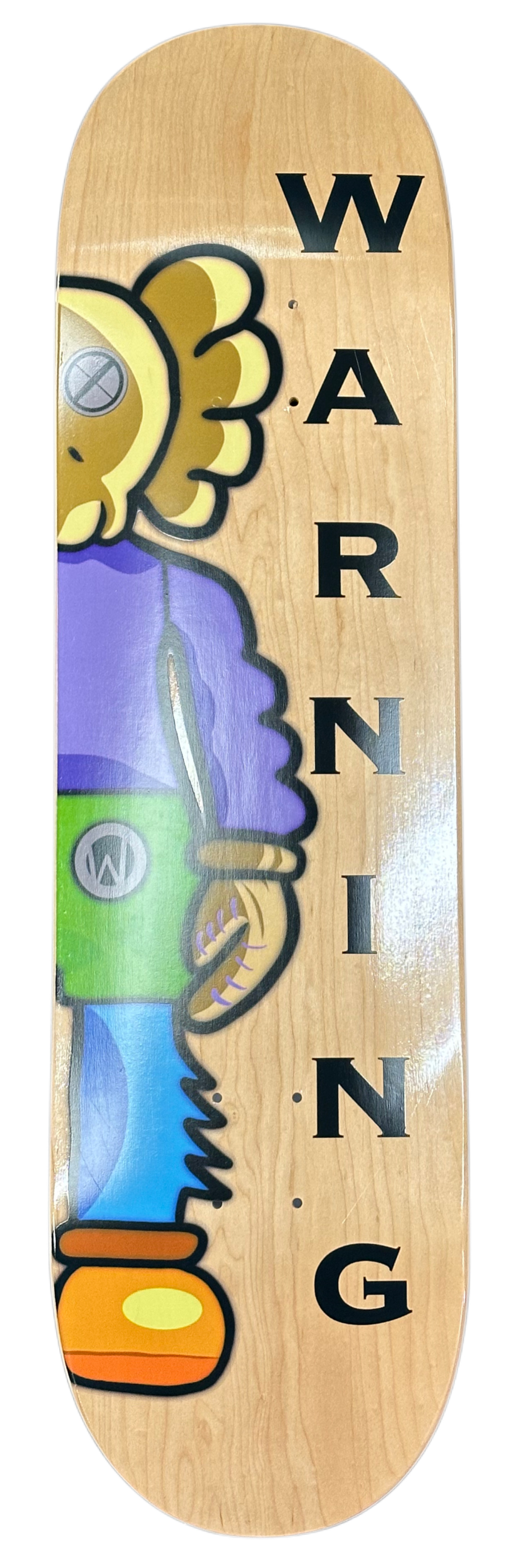 WARNING Cartoon Character Skateboard Deck front