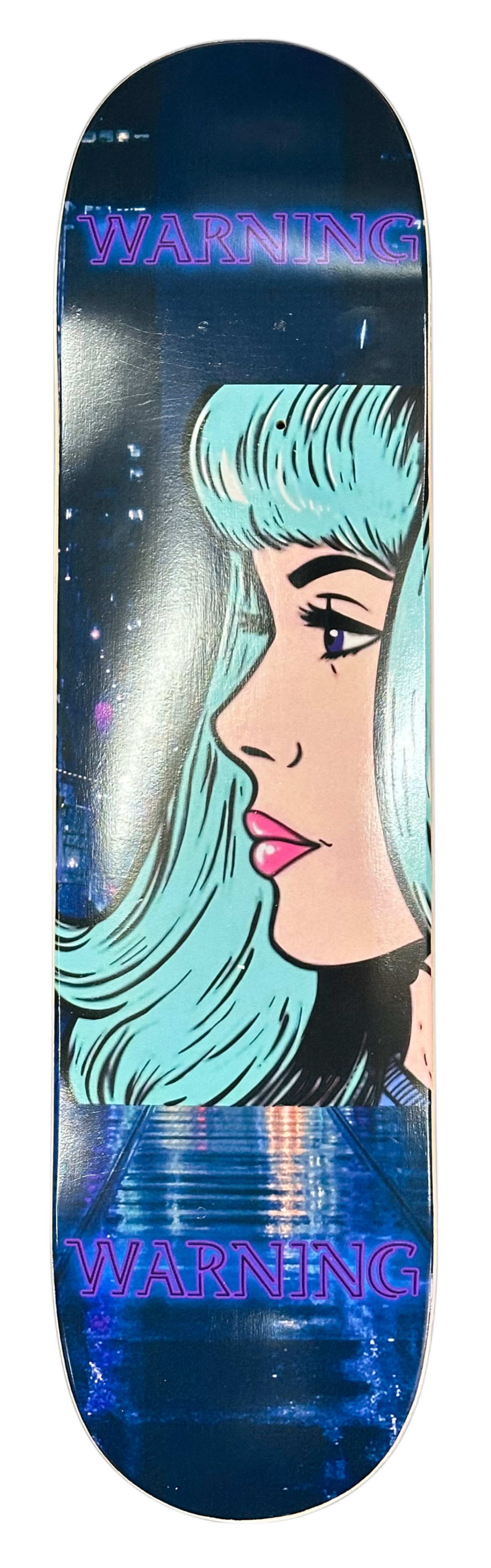 WARNING Graphic Skateboard Deck front