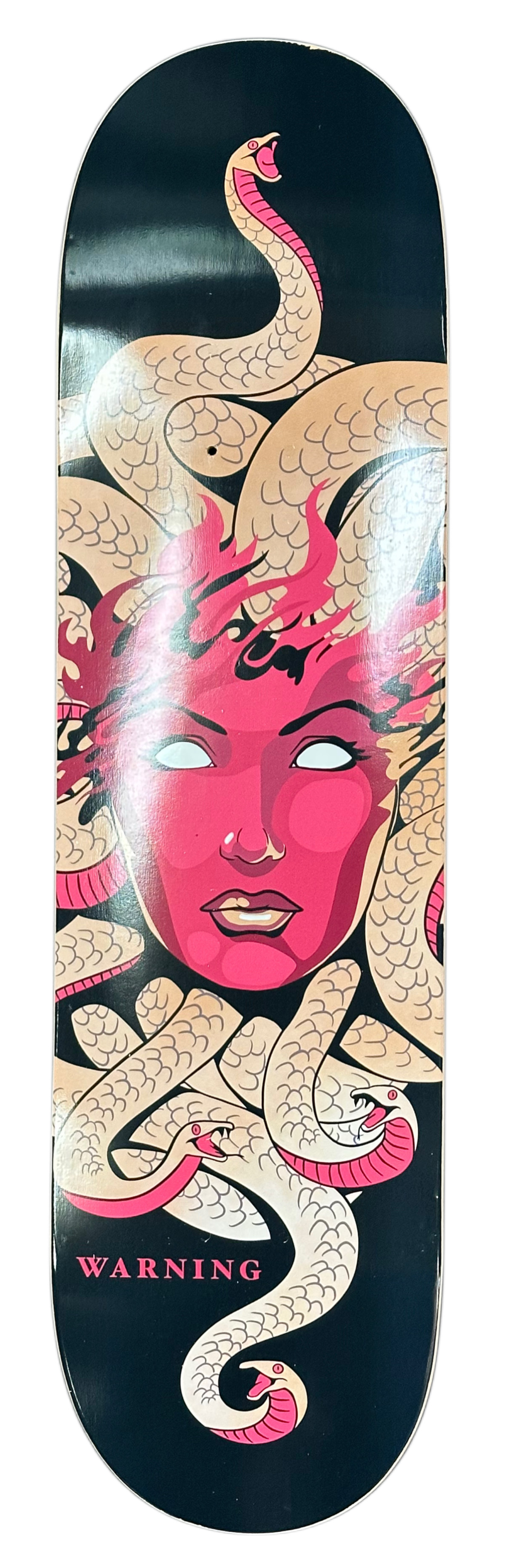WARNING Medusa Snake Skateboard Deck front