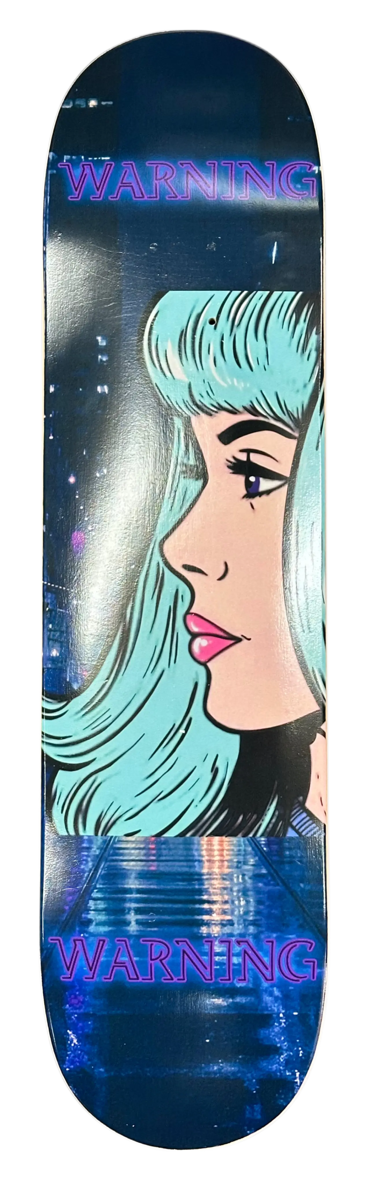 Electric Blue Hair Girl Skateboard front