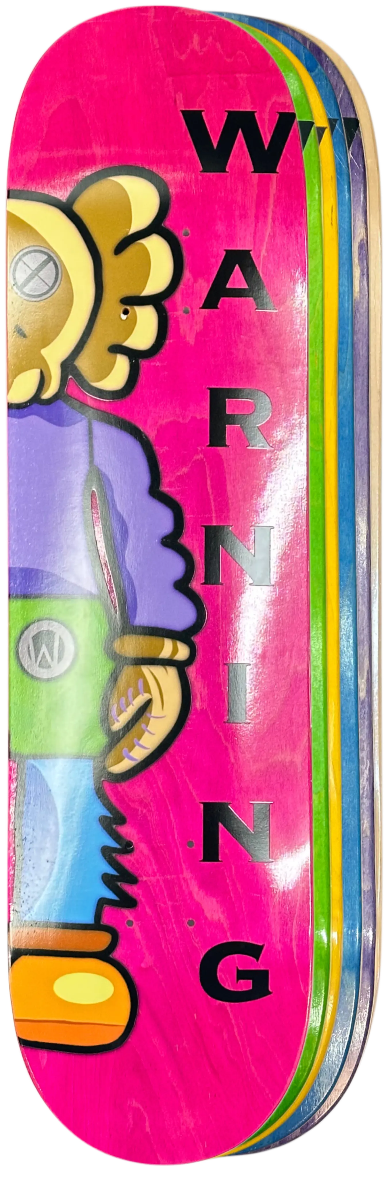 Kaws Style Natural Wood Skateboard front